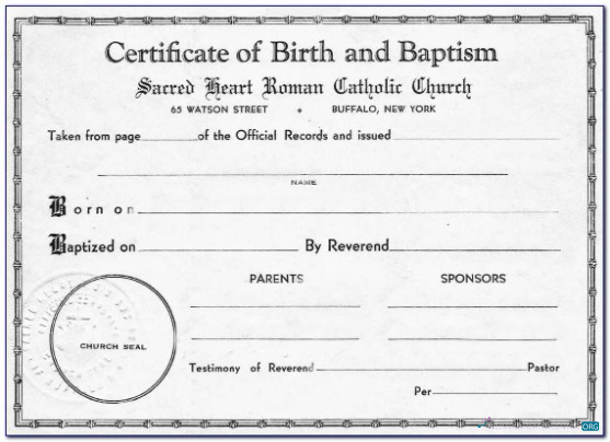 Download New York Sacred Heart catholic church birth certificate Photoshop template